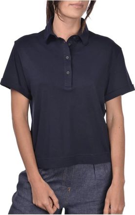 Gran Sasso Polo met drie knopen en omgeslagen kraag - Dames - Polos - Blauw - S - Tops