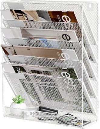OEM Organizador De Documentos De Pared De Metal De 5 Niveles - Organizador De Escritorio - Revistero Con Soporte A4 Para Papel, Correo Y Documentos - Esta