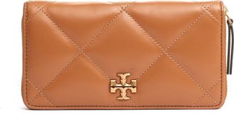 Tory Burch Zip Continental Wallet - Dames - Portefeuilles - Bruin - ONE Size - Leer - Accessoires