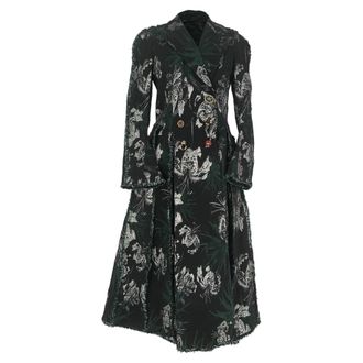 Erdem Erdem Baxter Double-Breasted Metallic Jacquard Maxi Dress in Black Polyester