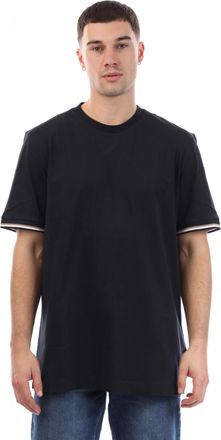 HUGO BOSS Heren Thompson Handtekening Gestreept T-Shirt (Donkerblauw)