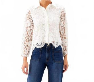 Karen Kane Lace Button Down Soft Jacket In Off White
