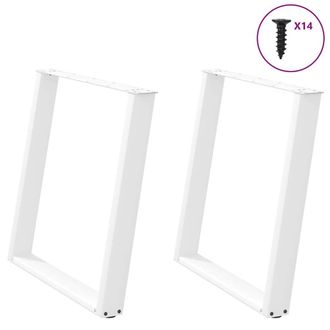 Berkfield Home vidXL Dining Table Legs U-Shaped 2 pcs White 70x(72-73) cm Steel