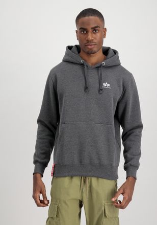Alpha Industries Hoodie ALPHA INDUSTRIES Basic Hoodie SL, Herren, Gr. XS, grau (charcoal heather, wei&szlig;), Obermaterial: 80% Baumwolle, 20% Polyester, regular fit, Sweat