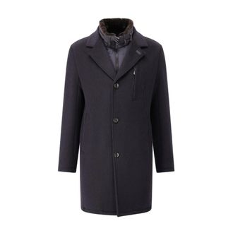 Gimos Wollen Jas met Afneembare Capuchon - Heren - Mantel - Blauw - XL - Wol - Jassen