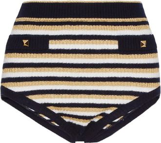 Valentino Garavani Striped Lurex Mini Shorts