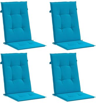 vidaXL Coj&iacute;n Silla De Jard&iacute;n Respaldo Alto 4 Uds Tela Azul 120x50x3 Cm Vidaxl