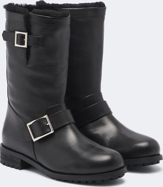 Jimmy Choo London Botas Biker de piel con borrego