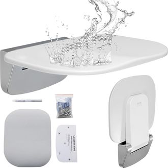 OEM Asiento De Ducha Plegable Con Soluci&oacute;n De Urea-formaldeh&iacute;do, 34,5 X 32,5 Cm Desplegado, Taburete De Ducha De Pared, Capacidad De Carga De 204 Kg, Para