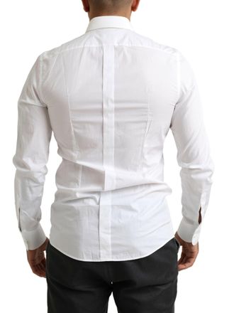 Dolce & Gabbana Mens White Tuxedo Slim Fit Baroque Shirt Cotton