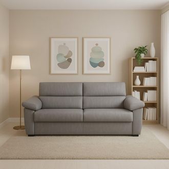 Dmora Dmora - Sof&aacute; Fijo 2 Plazas Pisogne, Sof&aacute; Lineal Para Sal&oacute;n, Acolchado, Desenfundable, Calidad 100% Made In Italy, 185x95 H100 Cm, Gris