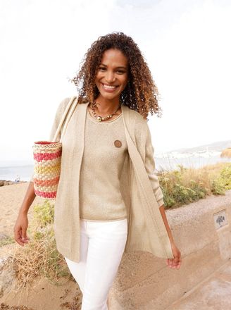 Casual Looks Pullunder CASUAL LOOKS Stricktop, Damen, Gr. 36, sand, 100% Polyacryl, unifarben, Pullover Pullunder