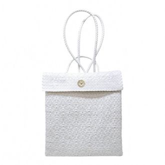 Lola's Bag Womens Medium Recycled Woven Backpack In White