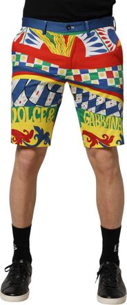 Dolce & Gabbana Multicolor Carretto Print Men Bermuda Mens Shorts (Pre-Owned)