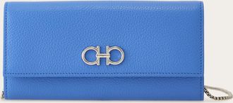 Ferragamo Women Gancini wallet with shoulder strap Blue