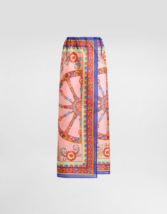 Dolce & Gabbana Cotton Carretto-print Sarong - Woman Swimwear Multicolor Onesize