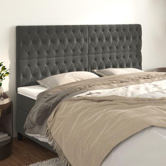 vidaXL Cabeceros 4 Unidades De Terciopelo Gris Oscuro 100x7x78/88 Cm Vidaxl
