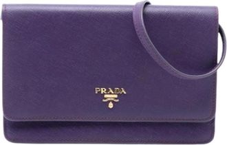 Prada Pre-owned Cross Body Bags, female, Purple, Size: ONE SIZE Pre-owned Long Wallet Crossbody