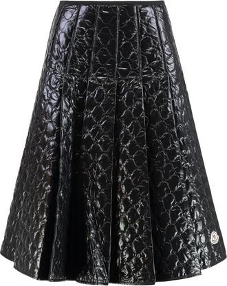 Moncler Rokken, Dames, Zwart, M, Polyester, Gonna Midi Gevoerd met Gewatteerd Geruit Patroon