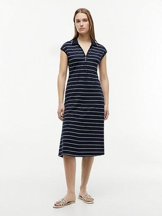 Tommy Hilfiger Vestido tipo polo midi en piqu&eacute; con cuello Henley
