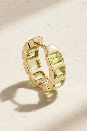 42 Suns Orecchino Singolo A Cerchio In Oro 14 Carati E Peridoto - Verde