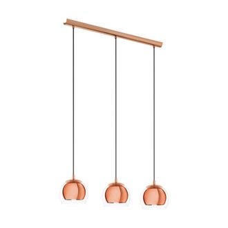 Loops Pendant Ceiling Light Colour Copper Coloured Shade Clear Glass Bulb E27 3x40W