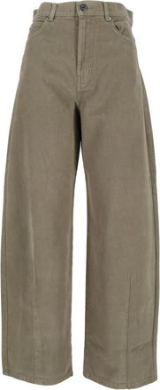 Max Mara Ordine Wide Broeken - Dames - Broeken - Groen - Maat: S Katoen