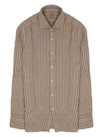 120% Lino Vertical Striped Linen Long Shirt