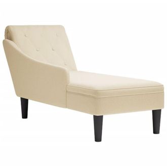 vidaXL Sdraio con Cuscino e Bracciolo Destro in Tessuto Crema - Vidaxl