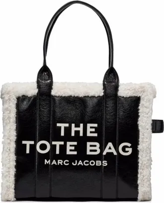 Marc Jacobs Crinkle Shearling Large Tote Bag Black/White
