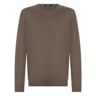 Fedeli Cashmere Knitwear, male, Brown, Size: 3XL Round Neck Sweater