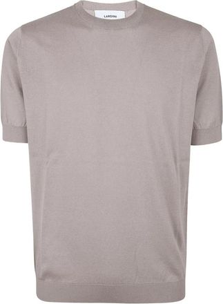 Lardini Korte Mouw Gebreid T-shirt - Heren - T-shirts - Grijs - L - Katoen - Tops