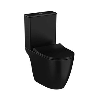 Vitra Inodoro De Pie Vitra Sento Compacto Sin Reborde + Asiento De Cierre Negro Mate