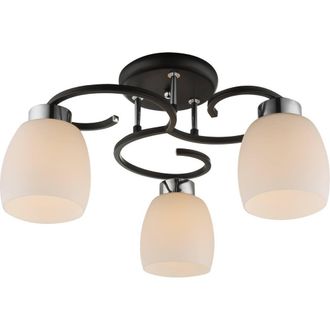 Netlighting Pessoa Iv Multi Arm Semi Flush Ceiling Lamp Black Glass Shade 3x E27