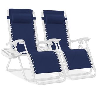Best Choice Products Set of 2 Zero Gravity Lounge Chair Recliners for Patio, Pool w/ Cup Holder Tray