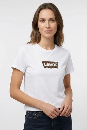 Levi's T-Shirt LEVIS LSE THE PERFECT TEE, Damen, Gr. L (40), weiss (lse batwing leopard wei&szlig;), Jersey, Obermaterial: 100% Baumwolle, bedruckt, figurumspielen