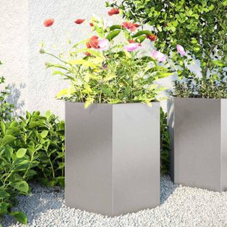 vidaXL Vidaxl - Jardineras Hexagonales 2 Uds Acero Inoxidable 46x40x45 Cm