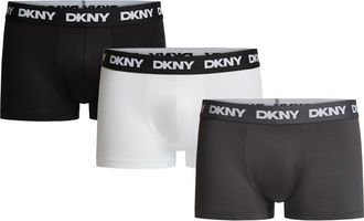 DKNY 3-Pack Ultralight Microfiber Mesh Trunks in Black/Bright White/Charcoal at Nordstrom, Size Xx-Large