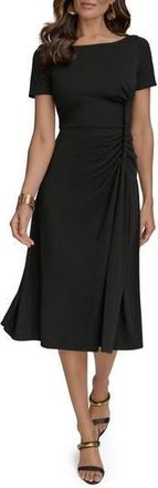 DKNY Twist Detail Knit Midi Dress in Black at Nordstrom Rack, Size 14