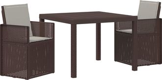 vidaXL Conjunto De Comedor De Jard&iacute;n 3 Pcs Marr&oacute;n Y Gris Claro Pp Vidaxl