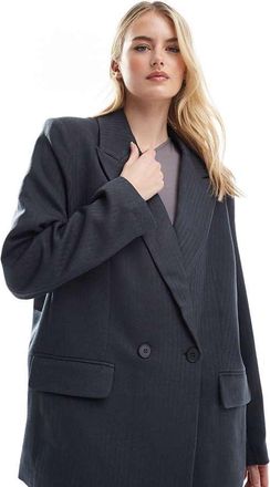 Vero Moda Tall Blazer sartoriale grigio scuro mélange a spina di pesce in coordinato