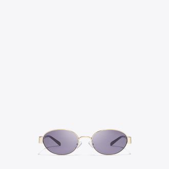 Tory Burch Womens Miller Metal Oval Sunglasses, One Size