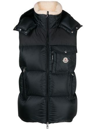 Moncler feather-down hooded gilet - men - Polyamide/Feather Down/Polyester/Wool - 6 - Black