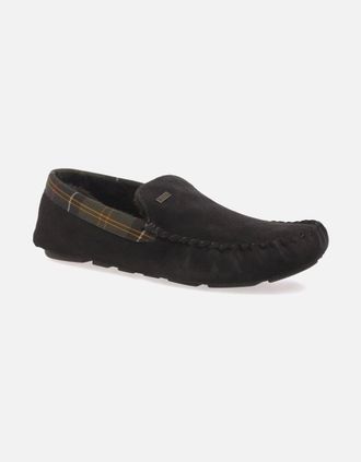 Barbour Mens Monty Mens Full Moccasin Slippers - Black - Size: 12