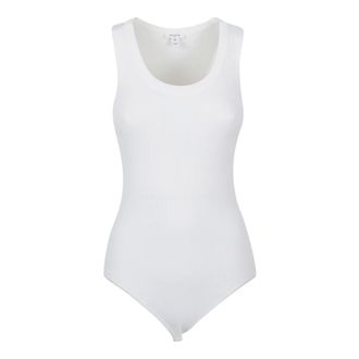 Alaia Tops, Dames, Wit, S, Polyester, Mouwloze Ribgebreide Bodysuit
