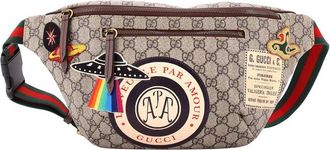 Gucci Courrier Zip Belt Bag Gg Coated With Applique (Authentic Pre-Loved)