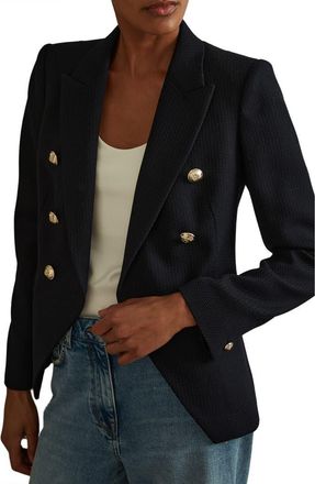 Reiss Tally Double Breasted Wool Blend Blazer in Navy at Nordstrom, Size 10 Us
