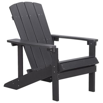 Beliani Silla De Jard&iacute;n Gris Oscuro De Madera Sint&eacute;tica Resistente A La Intemperie Estilo Moderno Adirondack