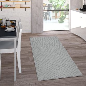 Paco Home Paco Home - Alfombra De Tejido Plano Interior Y Exterior Efecto Tridimensional Dise&ntilde;o Geom&eacute;trico Oriental Gris 200x290 Cm