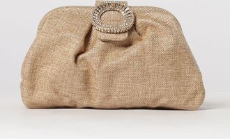 Twentyfourhaitch Clutch Bakios in rafia con fibbia gioiello